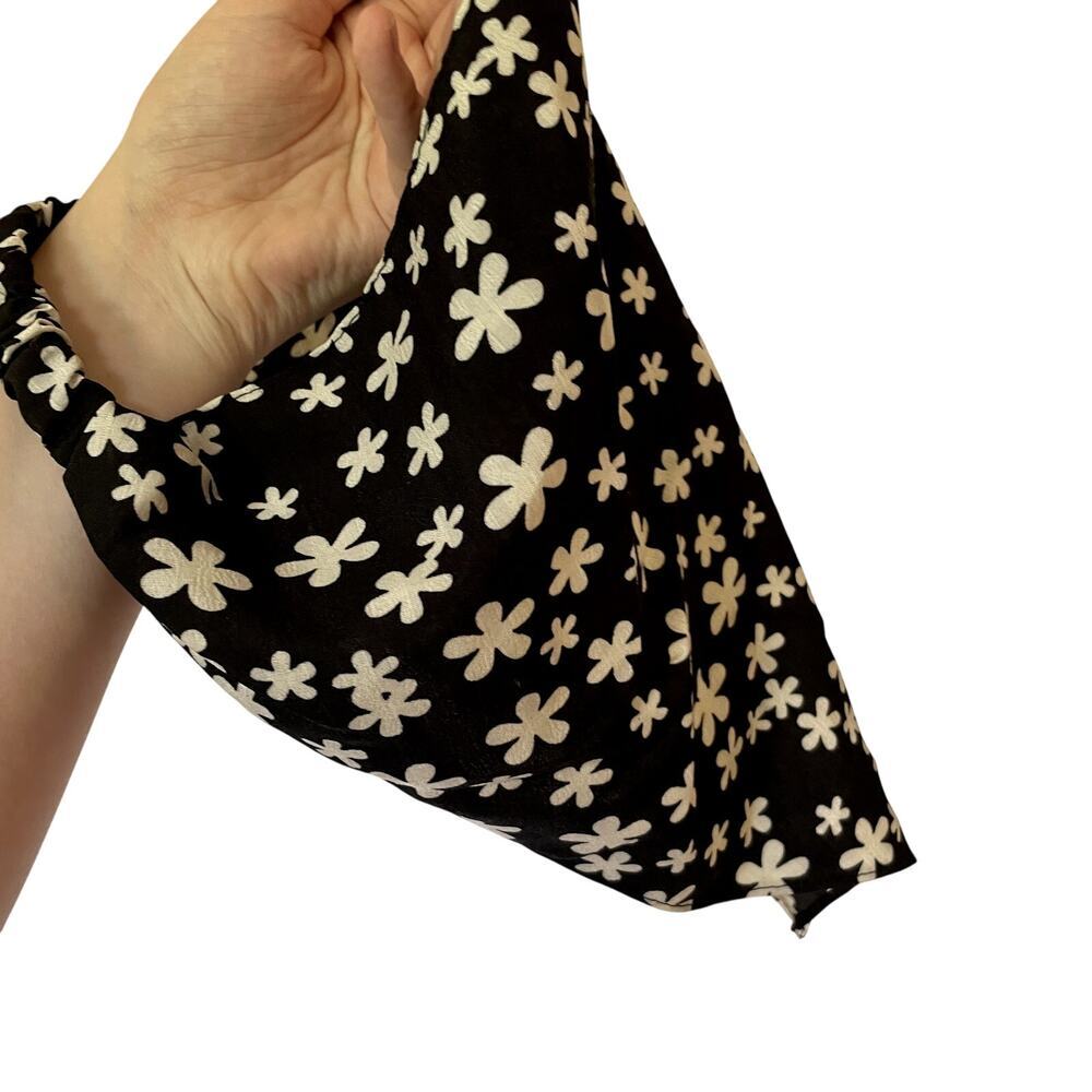 black and white floral headscarf vintage elastic lightweight summer‎ headband